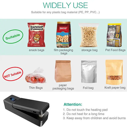 Rechargeable 2-in-1 Mini Bag Sealer & Cutter
