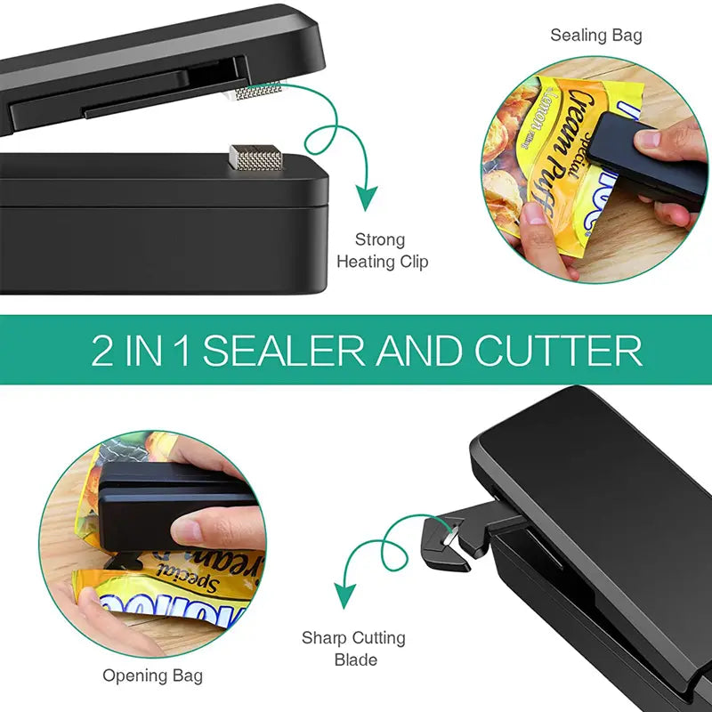 Rechargeable 2-in-1 Mini Bag Sealer & Cutter