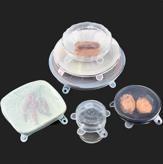 Reusable silicone food covers six pack for bowls and Thanksgiving leftovers