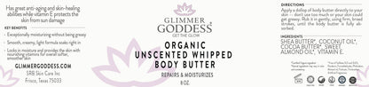 Organic unscented whipped body butter for dry skin moisture