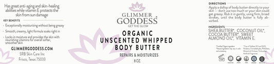 Organic unscented whipped body butter for dry skin moisture