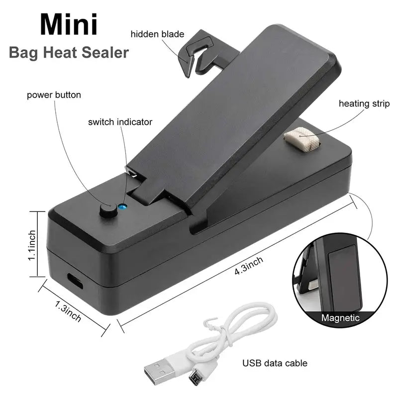 Rechargeable 2-in-1 Mini Bag Sealer & Cutter