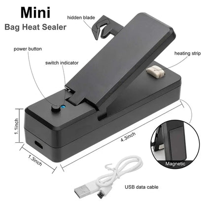 Rechargeable 2-in-1 Mini Bag Sealer & Cutter