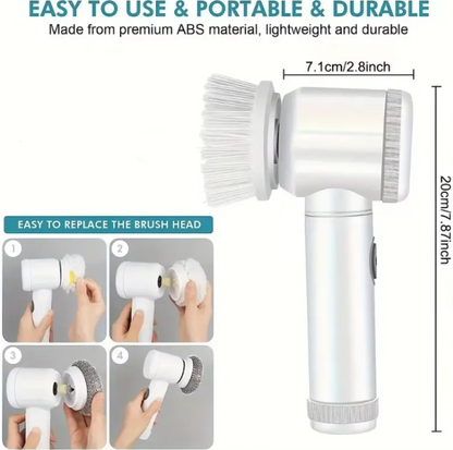 Cordless Electric Spin Scrubber – 5 Brush Heads