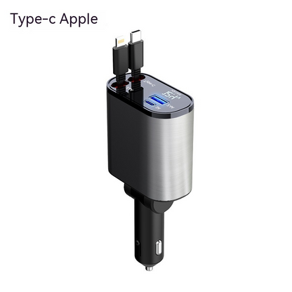 4-in-1 Retractable Car Charger – Fast Charging