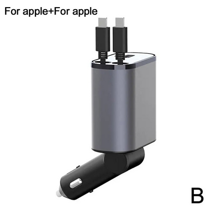 4-in-1 Retractable Car Charger – Fast Charging