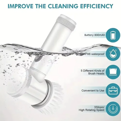 Cordless Electric Spin Scrubber – 5 Brush Heads