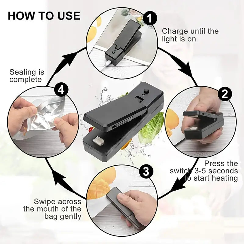 Rechargeable 2-in-1 Mini Bag Sealer & Cutter