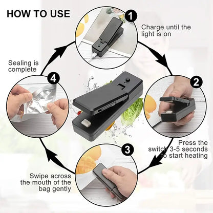 Rechargeable 2-in-1 Mini Bag Sealer & Cutter