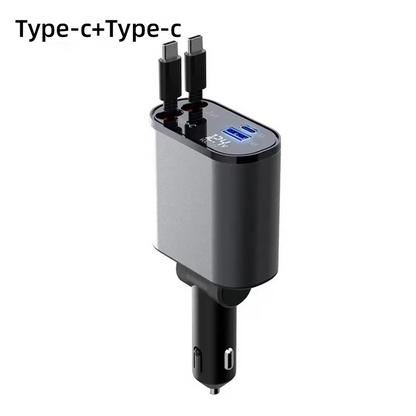 4-in-1 Retractable Car Charger – Fast Charging